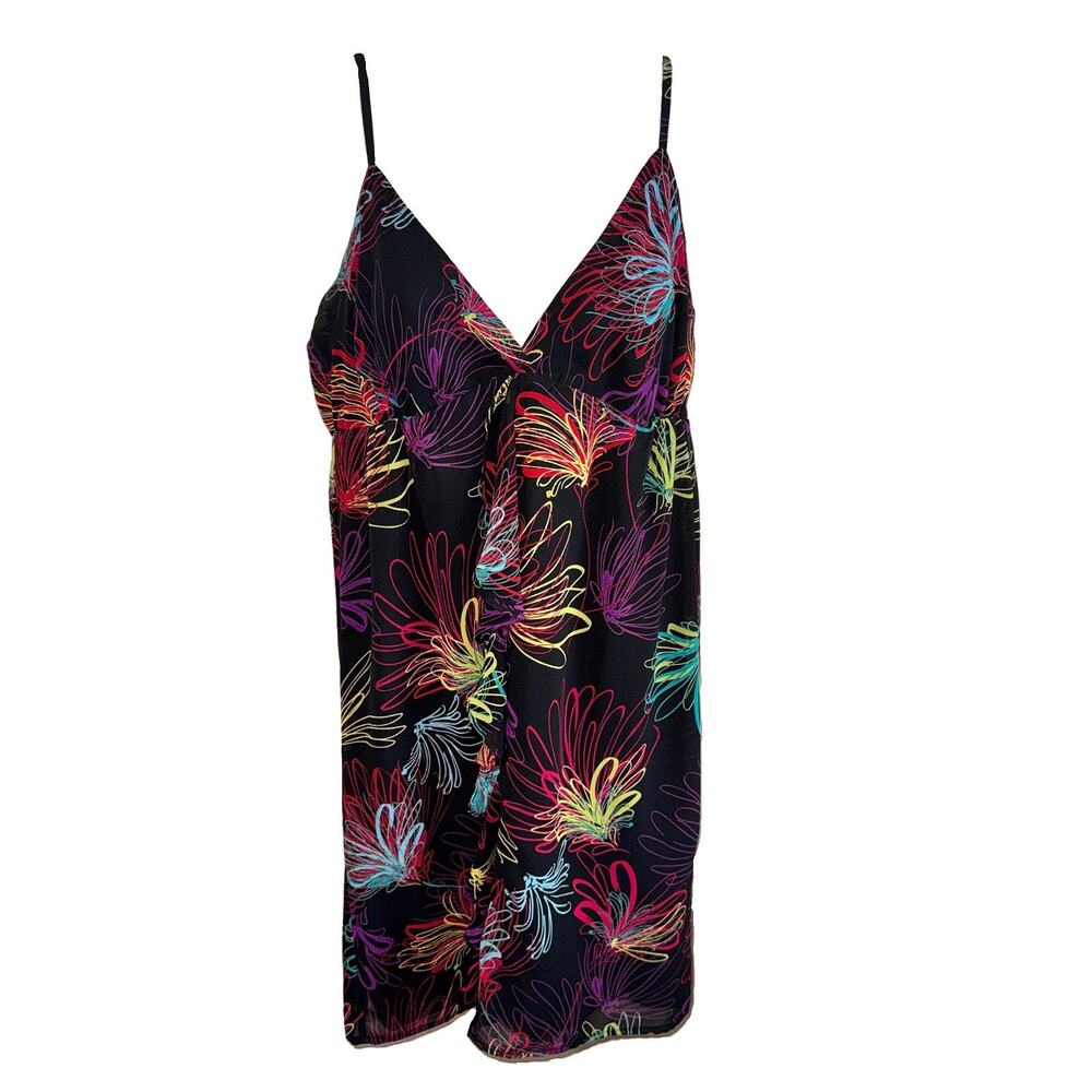 Vintage Gap Spaghetti Strap Black Optic Art Mini Sundress Dress Sz Medium